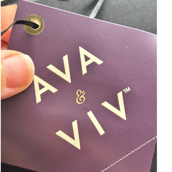 NWT Ava & Viv Women's Size 3X Black Long Sleeve Rosette Mini A-Line Velvet Dress - Picture 6 of 7